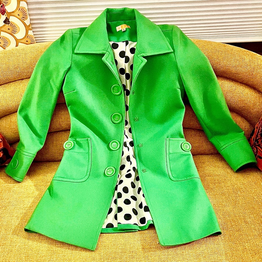Tulle vintage green wool snap down jacket